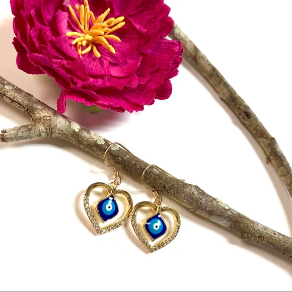 Evil Eye Earrings, Hamsa, Heart, Protection, Boho - Picture 8 of 11